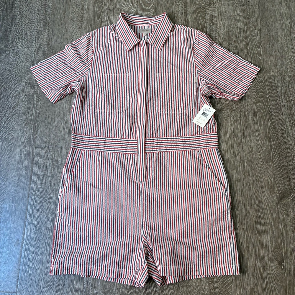 Brixton Red and White Striped Short Sleeve Romper